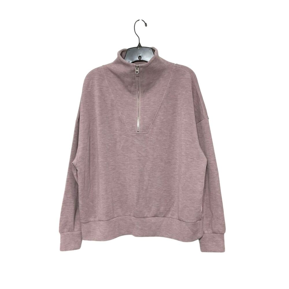 Varley Hawley Half Zip Sweatshirt Mauve Marl Womens Large Super Soft High Neck